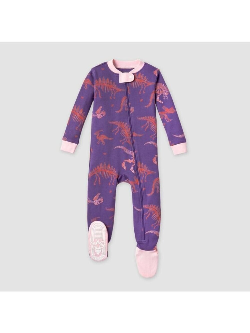 Burt's Bees Baby Girls' Dinosaur Fossils Snug Fit Footed Pajama - Pink/Pur
